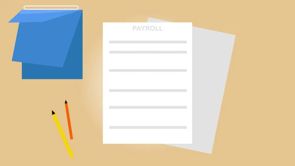 Payroll documents and a calendar laid out on a desk